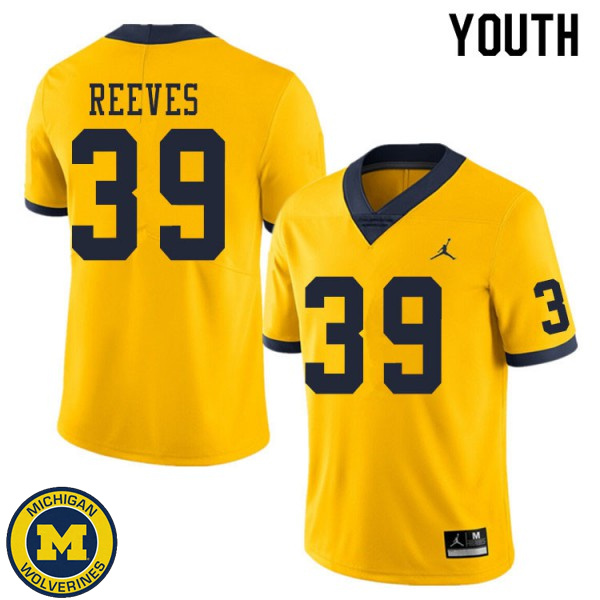 Youth Michigan Wolverines #39 Lawrence Reeves Yellow Embroidery Jersey